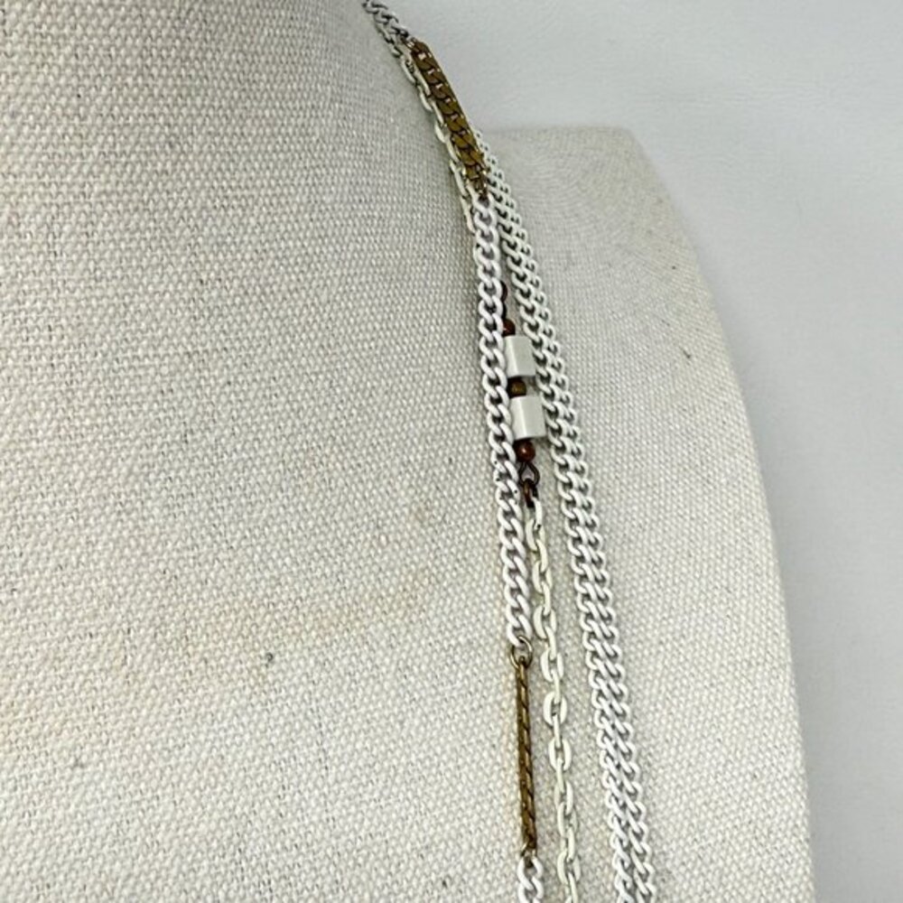 Vintage Chain Set of 3 Necklaces Korea White Gold-Tone Long‎ Length Minimal - Picture 9 of 9